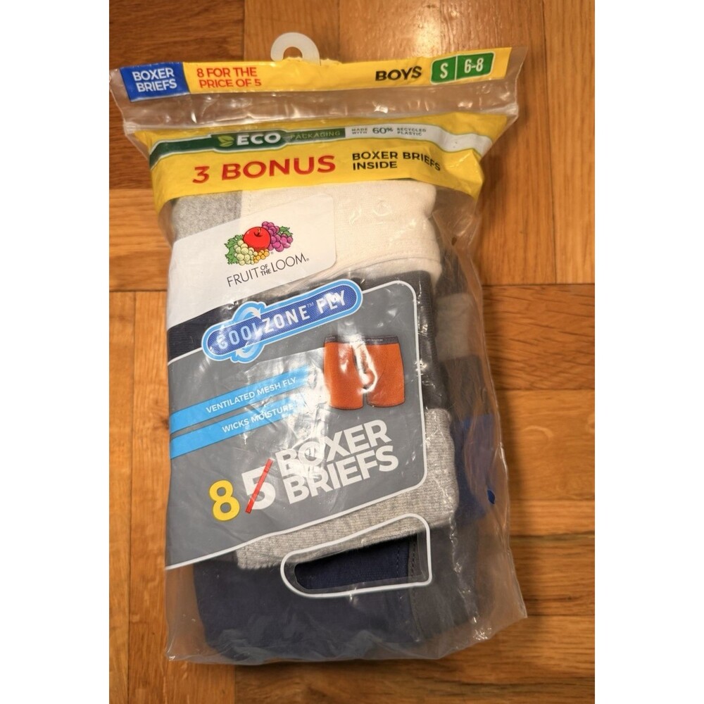 Fruit of the Loom Boys Boxer Briefs 8-Pack Size Small 6–8